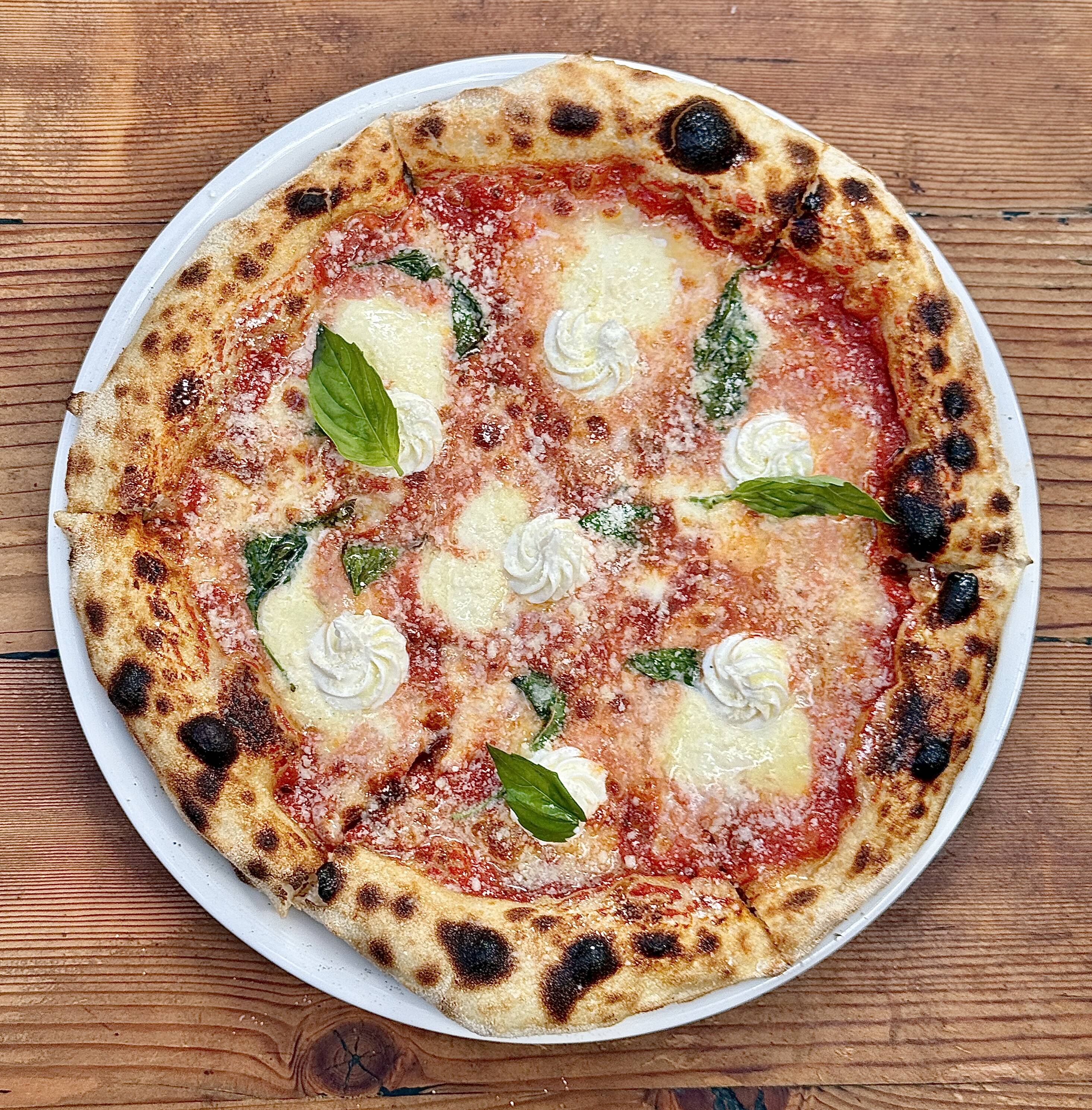 Margherita pizza fresh from the oven